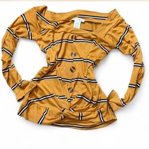 ‎Striped Cropped Off Shoulder Top